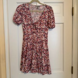 Asos floral a-line dress with cut out bow